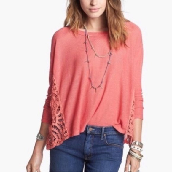 Free People Tops - Free People Living Coral Crochet Love Me Do Top